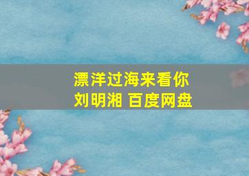 漂洋过海来看你 刘明湘 百度网盘